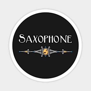 Saxophone White Text Decorative Line Magnet